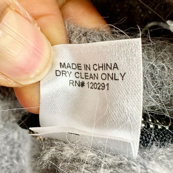 Michelle Mason Alpaca Merino Wool Sweater Size XS Gray V-Neck Side Zip Classic - Picture 5 of 5